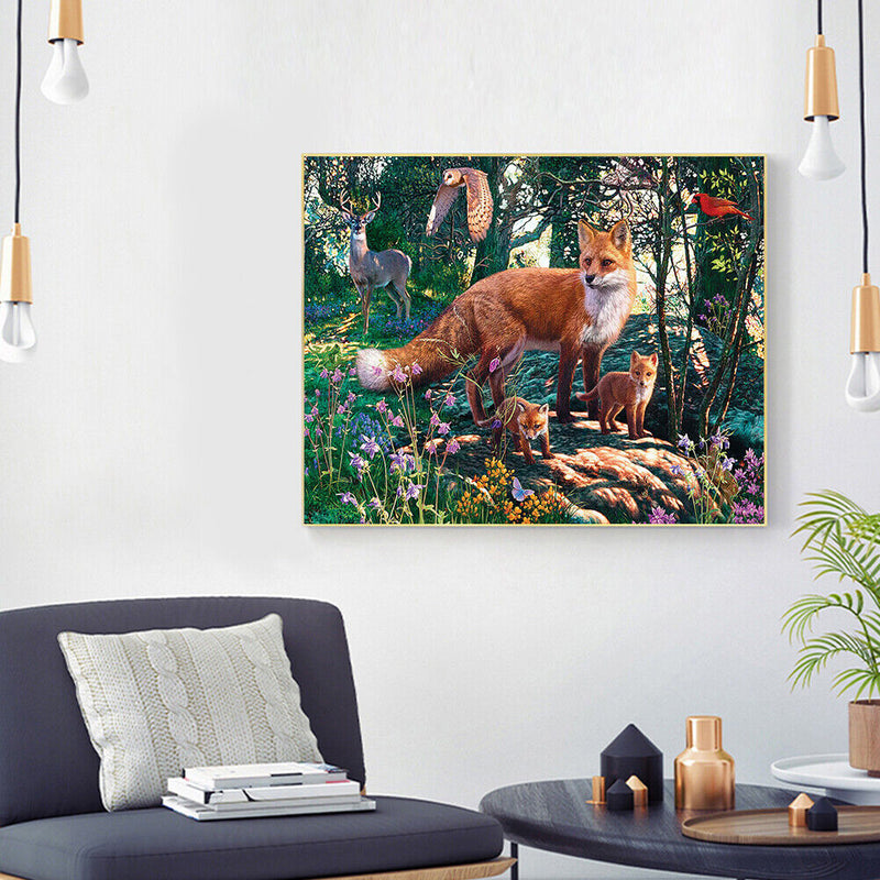 Oil Paint by Numbers Kit Animal Family DIY Picture Drawing Artwork Craft Gifts