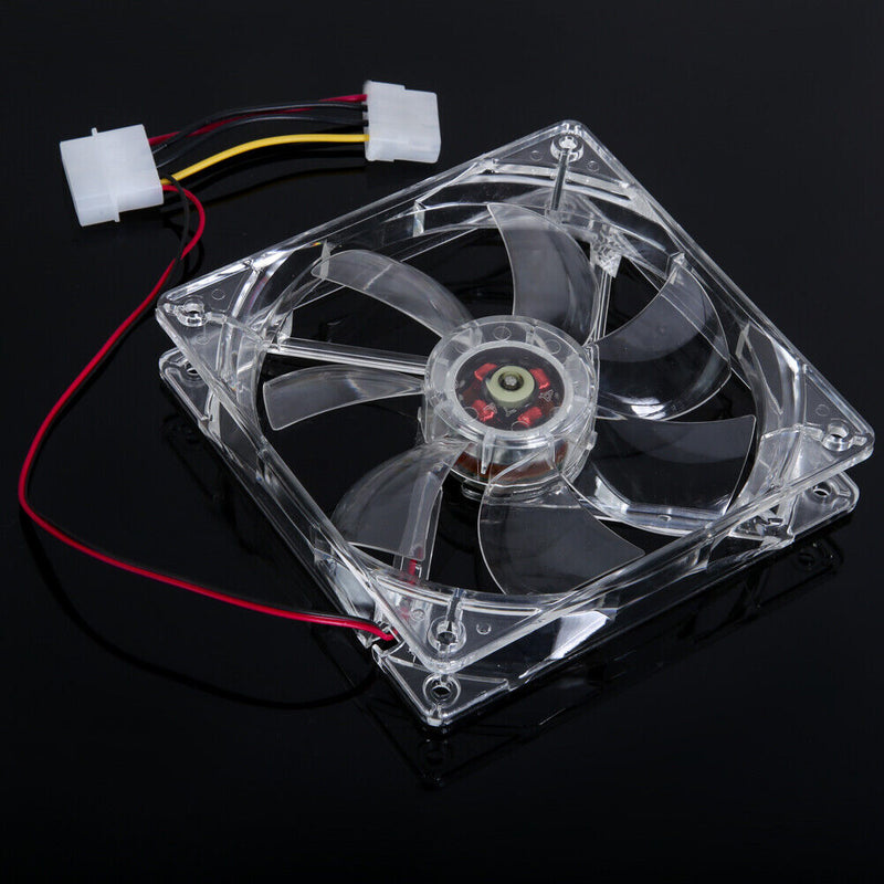 LED Light CPU Cooling Fan Computer PC Clear Case Quad 12CM Heatsink Yellow