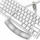 Mechanical Keyboard Aviator Aviation Connector Coiled Type-C Cable (White)