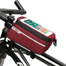 Waterproof Bicycle Front Tube Bag 6in Phone Touch Screen Saddle Bag (Red) Newly
