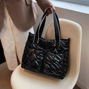 Fashion Women Cotton Padded Totes Winter Ladies Crossbody Bags Adjustable Casual