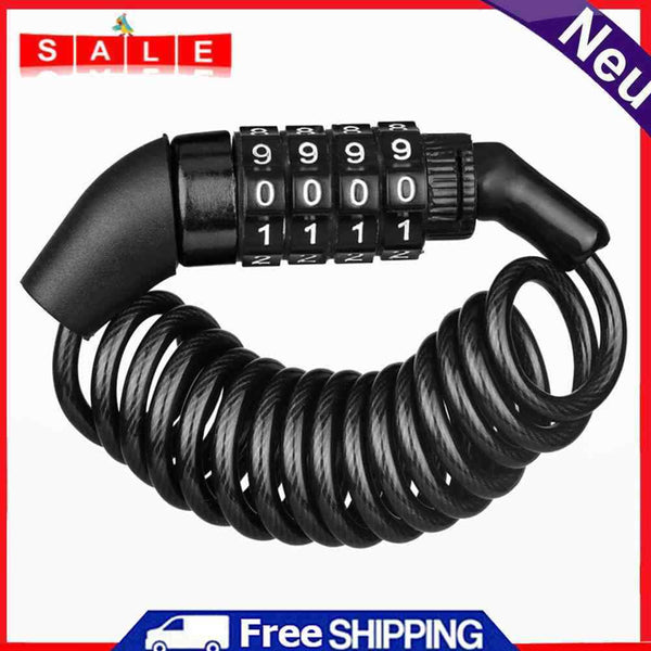 MTB Road Bike Anti Theft Helmet Lock 4 Digit Password Safety Cable Locks
