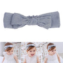 Korean Stripe Bow Knot Baby Hair Band Infant Elastic Headband(Sky Blue)