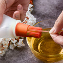 Silicone Oil Bottle with BBQ Grill Oil Brush Baking Kitchen Tools (Orange)