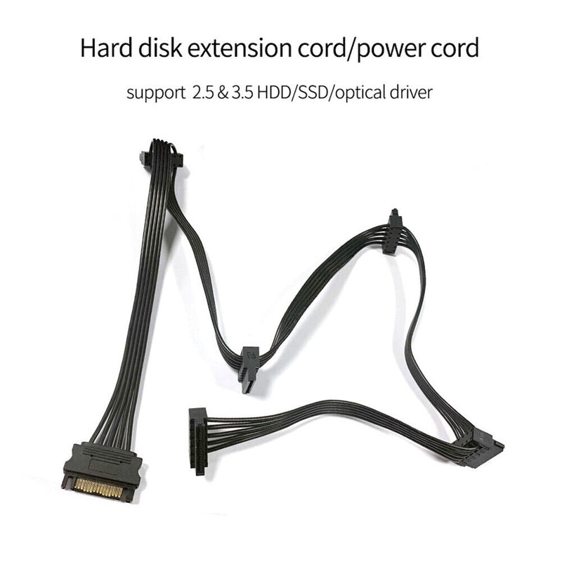 SATA 1 to 5 SATA 15Pin Hard Disk Power Supply Splitter Cable for PC Sever 76cm