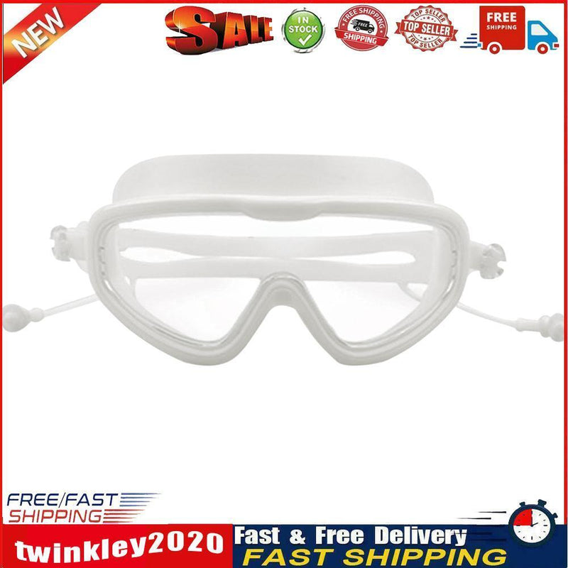 Swimming Goggles with Earplugs Waterproof Adults Diving Eyewear (White) Newly