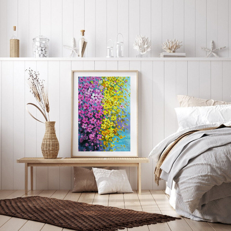 Hand Painted Oil Paint Kill Time Picture Colouring Yellow Flower Artcraft Gif