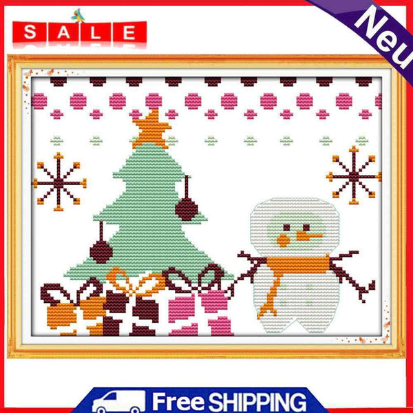 14CT Print Cross Stitch DIY Home Room Canvas Cartoon Christmas Series Needlework