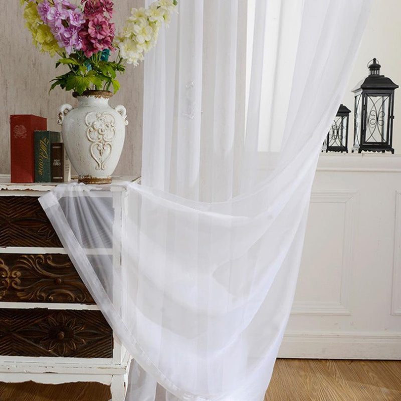 Europe Solid White Yarn Curtain Window Tulle Curtains for Living Room Kitchen Modern