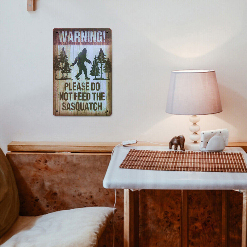 Sasquatch Warning Metal Plate Tin Sign for Bar Pub Club Cafe Wall Art Decor