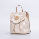 Straw Woven Backpack Women Summer Beach Fashion PU Flower Travel Shoulder Bags