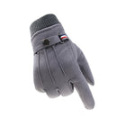 Men Touchscreen Cycling Gloves Full Finger Fleece Riding Mittens (Grey)