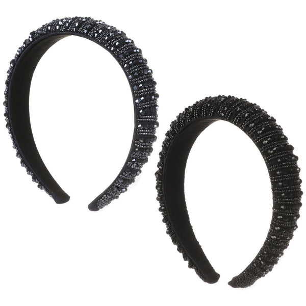 Women HairHoop Baroque Padded Rhinestone hairband Head wrap Handmade Headdress