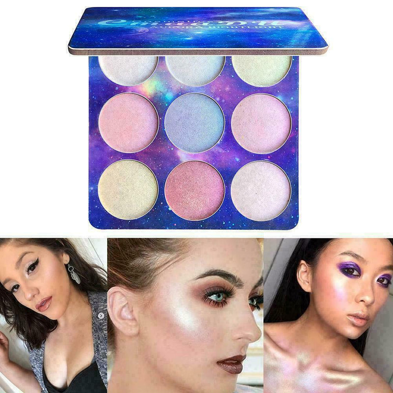 9Color Contour Face Glow Concealer Highlight Giltter E7N8 Makeup Eyeshadow G7H5