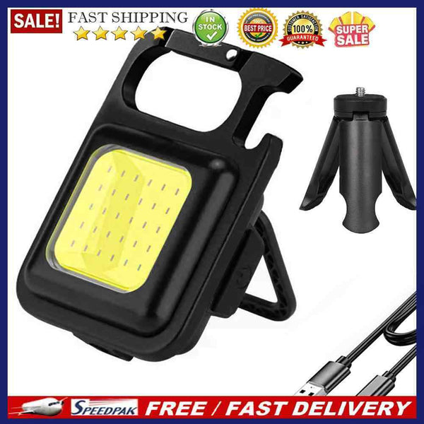 COB LED Mini Portable Keychain Lamp Type-C USB Rechargeable Torch Waterproof
