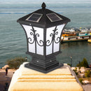 LED Solar Retro Lantern Pillar Light Outdoor Column Lamp Garden Fence Decor