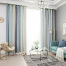 Gradient Hollow Star Curtain Bedroom Full Blackout Window Drapes (Beige)