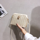 Summer Beach Straw Messenger Bags Shell Women Woven Shoulder Purse Handbags
