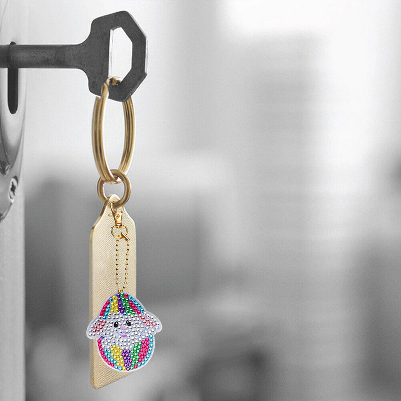 Rabbit Diamond Painting Keychain DIY Crystal Drill Key Ring Pendant (YS022)