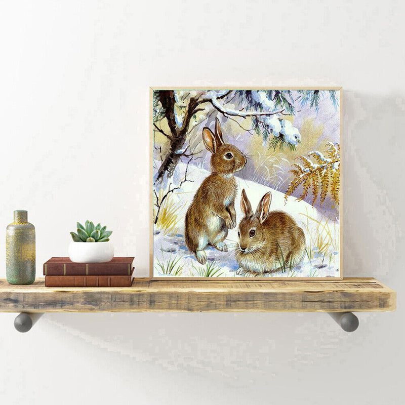 5D DIY Diamond Painting Snow Bunny Full Round Drill Mosaic Art Picture Decor