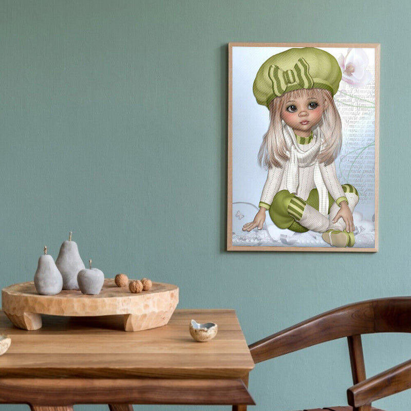 5D DIY Green Suit Girl Diamond Painting Kits Full Round Drill Wall Decor Crafts