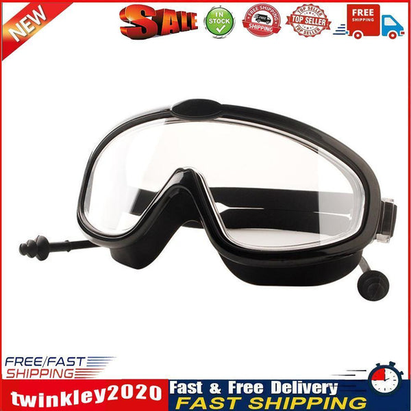Children Swimming Goggles w/ Earbuds Anti Fog Swimming Glasses (Black) Newly