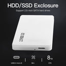 2.5 HDD SSD Case SATA to USB 3.0 Hard Drive Enclosure Support 8TB (White)