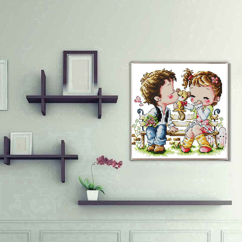 Partial Embroidery Lover Kiss DIY Stamped Canvas 14CT Needlework Sets Home Decor
