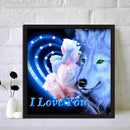 5D DIY Wolf Flowers Full Round Drill Diamond Painting Drawing Art Mosaic Cr