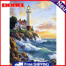 DIY Mosaic Seaside Lighthouse Rhinestone Drawing Full Round Diamond Painting Kit