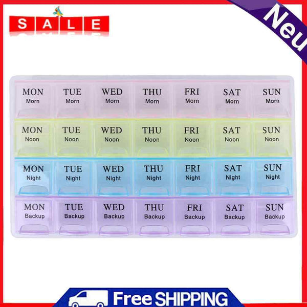 28 Small Compartment Pill Box 7 Day Medicine Storage Organizer Container Case #V
