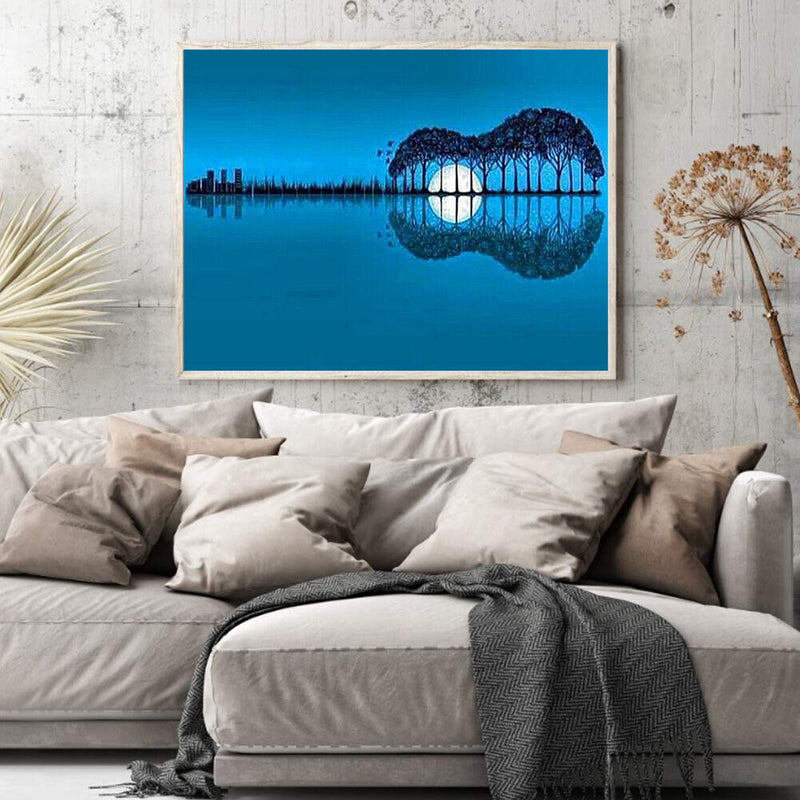 50X40cm Oil Paint By Numbers Guitar Scenery Frameless Picture Craft Home De
