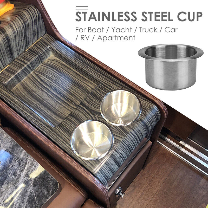 Stainless Steel Cup Drink Holder for Car Marine Boat Truck RV Camper (1pc) Newly