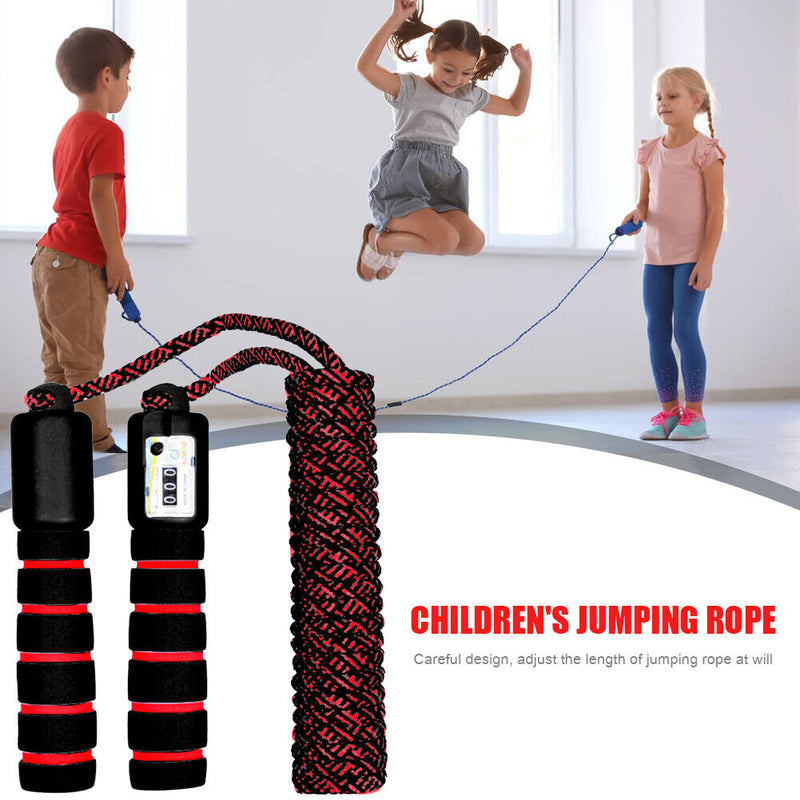 Children Skipping Rope with Counter Jumping Ropes Sports Equipment (Black) Newly