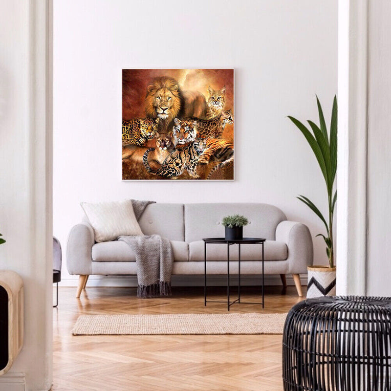 5D DIY Diamond Painting Jungle Animals Full Round Rhinestone Home Picture Newly