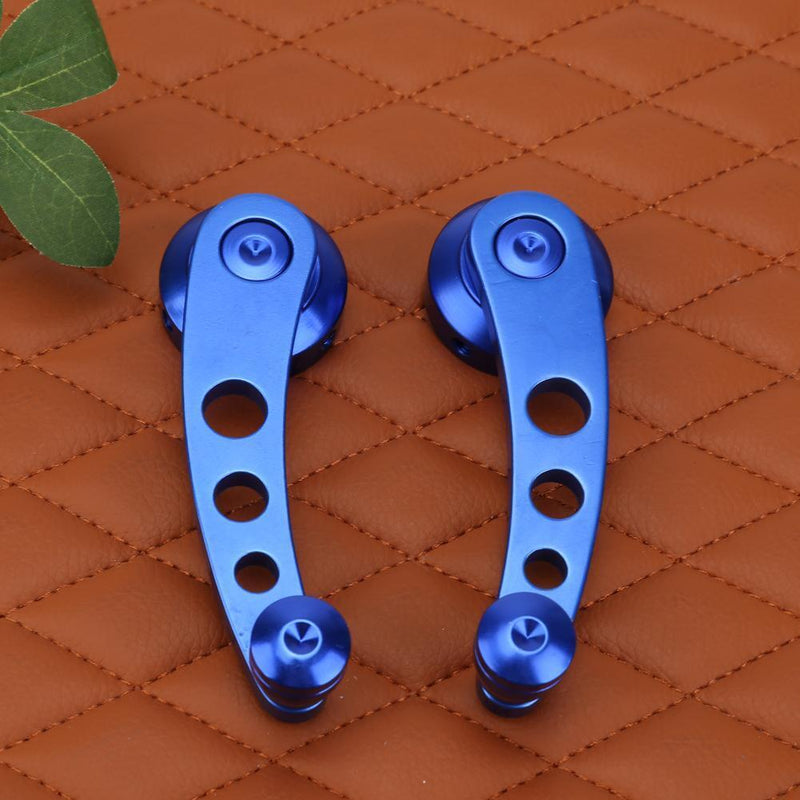 2pcs Aluminum Alloy Car Window Handle Winder Riser Replacement(Blue) Newly