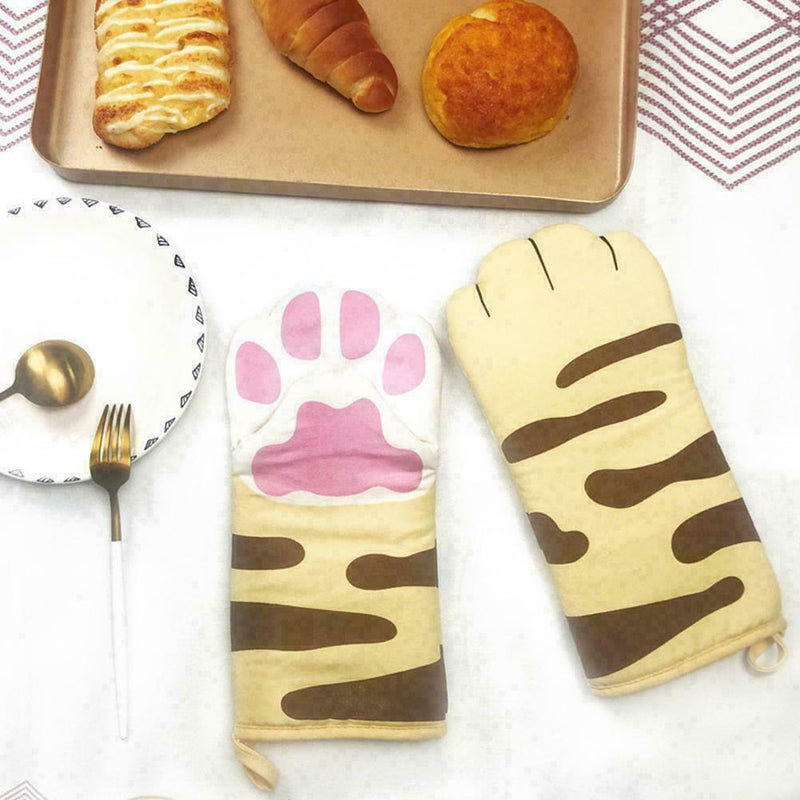 1 xCat Paw Oven Mitts Long Baking Insulation Gloves S5U2 Heat C2G0 D0C6