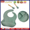 4x Silicone Food Plates Set Non Slip Baby Feeding Food Accessories (Olive Green)
