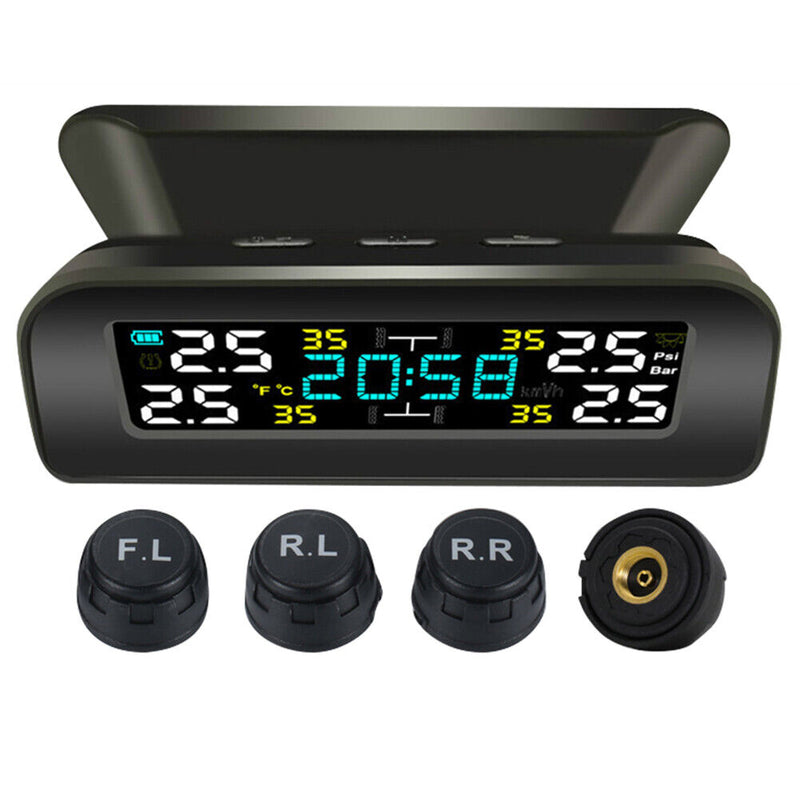 Solar Wireless Car TPMS Auto Tire Pressure Monitoring System + 4 External Sensor