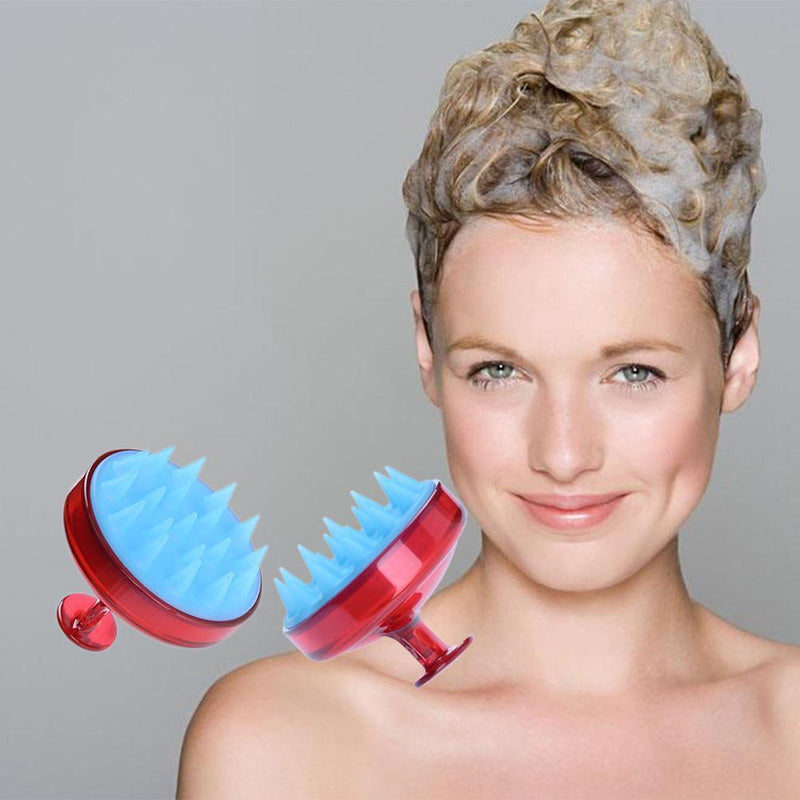 Silicone Head Shampoo Scalp Massage Brush Hair Scalp Washing Comb(Red)