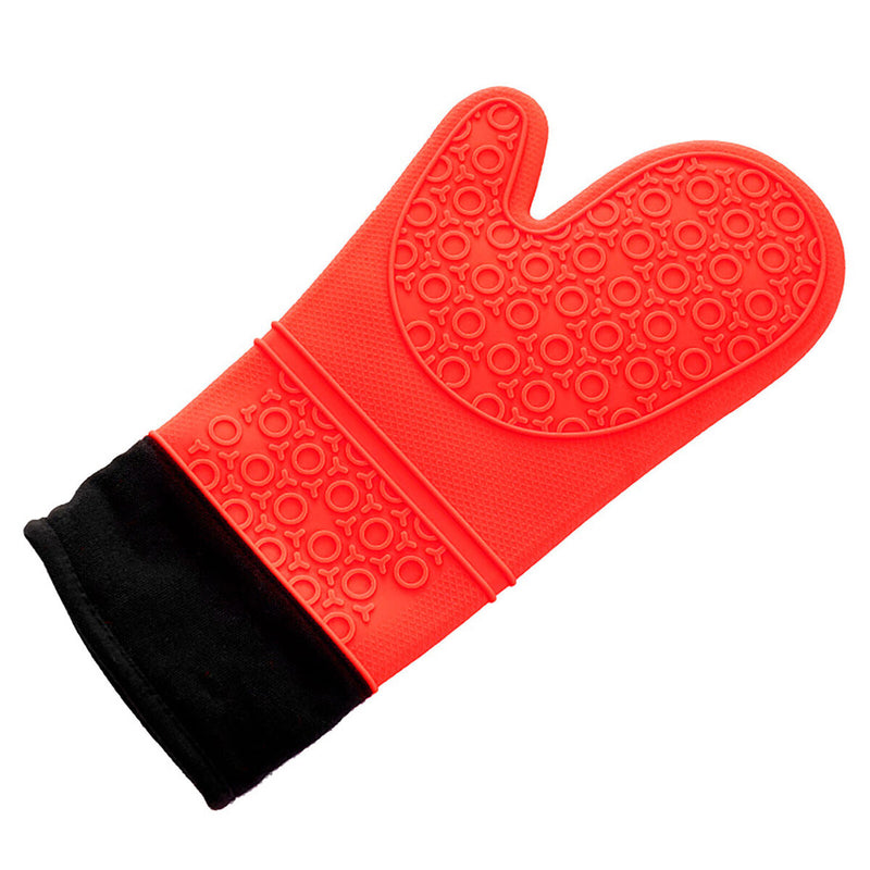 1 Piece Extra Long Silicone Oven Mitt Heat Resistant Pot Gloves (Red)