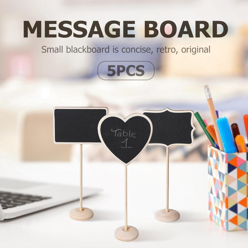 5x5pcs Mini Wooden Chalk Blackboard Signs Chalkboard Message Board (Square)