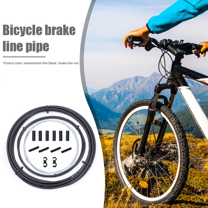 RISK Bicycle Shift Cable Set for MTB Bike Derailleur Wire Tube Line (Black)