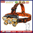 USB Rechargeable 5 LED Headlamp 4 Gears Outdoor Waterproof Warning Head Tor