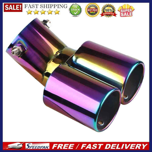 Stainless Steel Bent Dual Exhaust Tailpipe Tip Bolt-on Straight Cut 63mm In