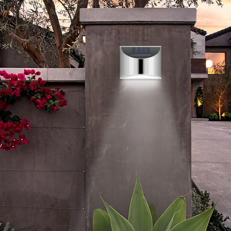 Cold White 4 LED Solar Lights Waterproof Wall Stair Lamp for Security