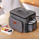 Oxford Cloth Lunch Bag Zipper Waterproof Thermal Tote Handbag (Grey S) Newly