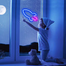 Desktop LED Neon Light Rocket Shape Flashing Night Lamp Home Bar Decor (D) Newly