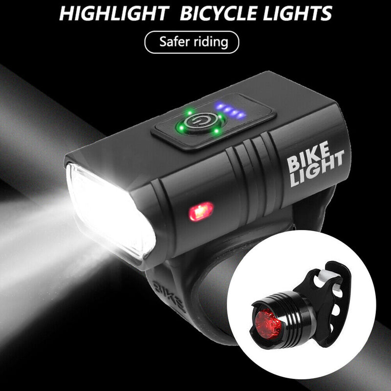 Bicycle Light 2xT6 LED Bike USB Rechargeable 800LM Aluminum Front Taillights