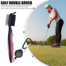 Retractable Golf Club Brush Groove Cleaner w/ Clip for Irons Woods (Pink) Newly